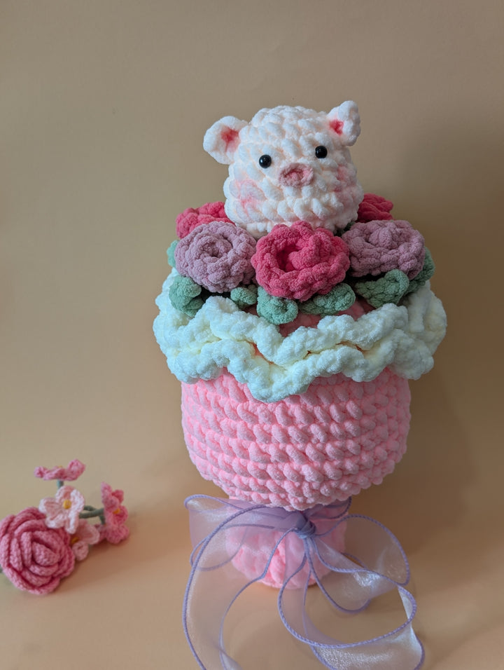 Handmade Plush Bouquet - The Piggy Petal Parfait