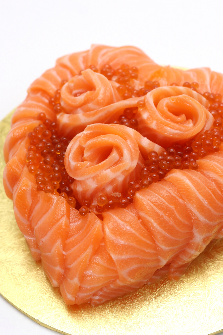 Love Shaped Salmon Sashimi Sushi Cake